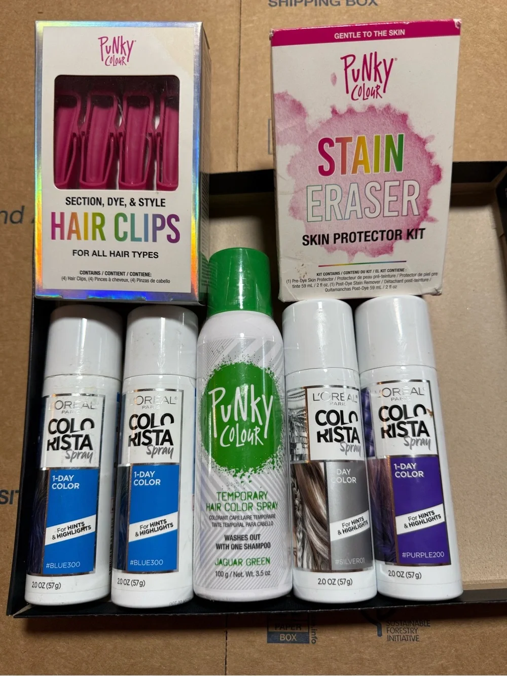 Bundle of L’Oréal COLORISTA Colors Punky Clips, Punky Stain Eraser & Punky Green